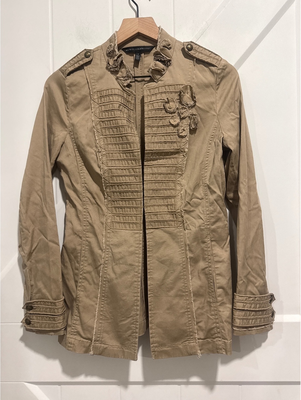 White House Black Market Beige Button-Up Jacket Size 2